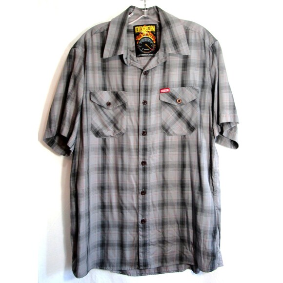 Dixxon The Limited Gray Plaid Short Sleeve Button Down Shirt Size Large EUC - Picture 1 of 4